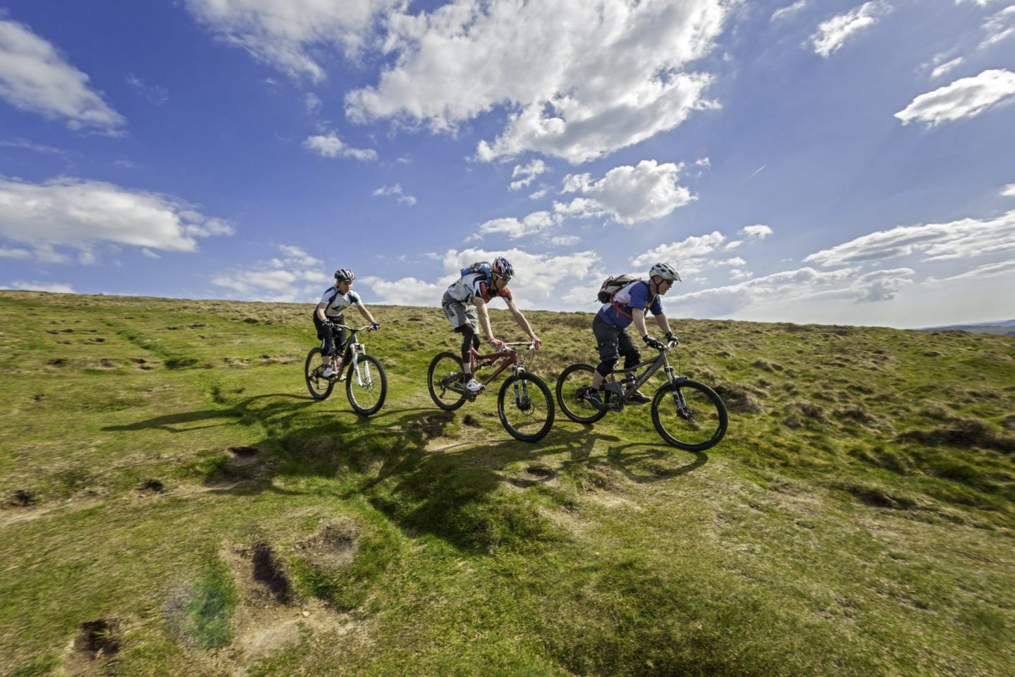 Mountain bikers downhill at Cwmcarn