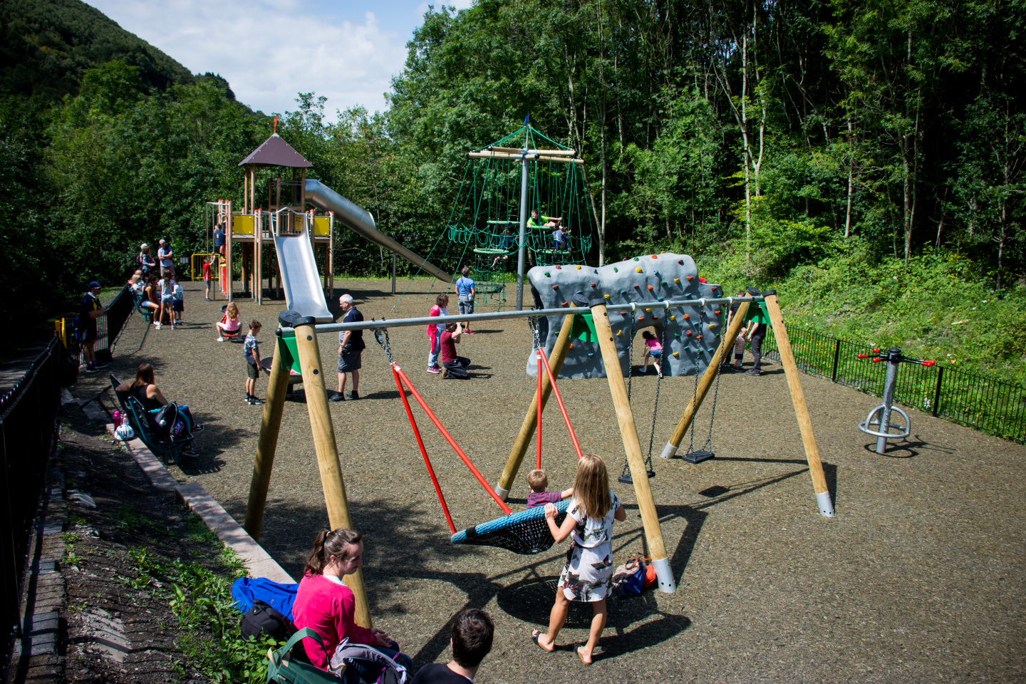 Cwmcarn Forest Adventure Playground swings